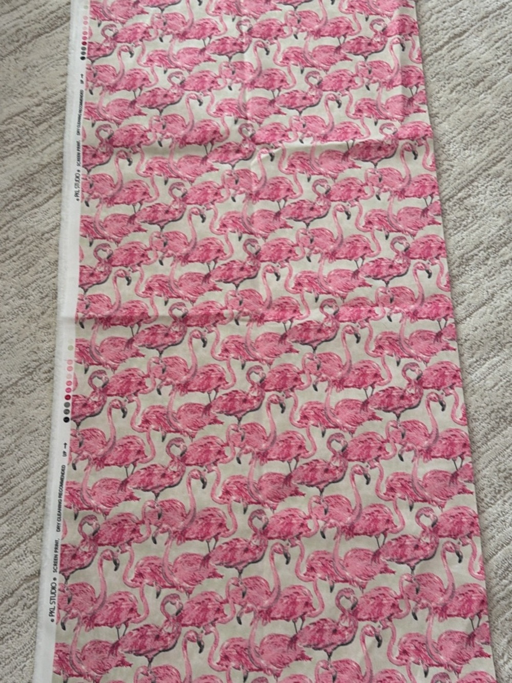 2.5 yards PKL studios pink flamingo screen print fabric